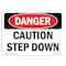 Signmission OSHA Danger Sign, Caution Step Down, 5in X 3.5in Decal, 3.5" W, 5" L, Landscape, Caution Step Down OS-DS-D-35-L-2083 - alternate 1